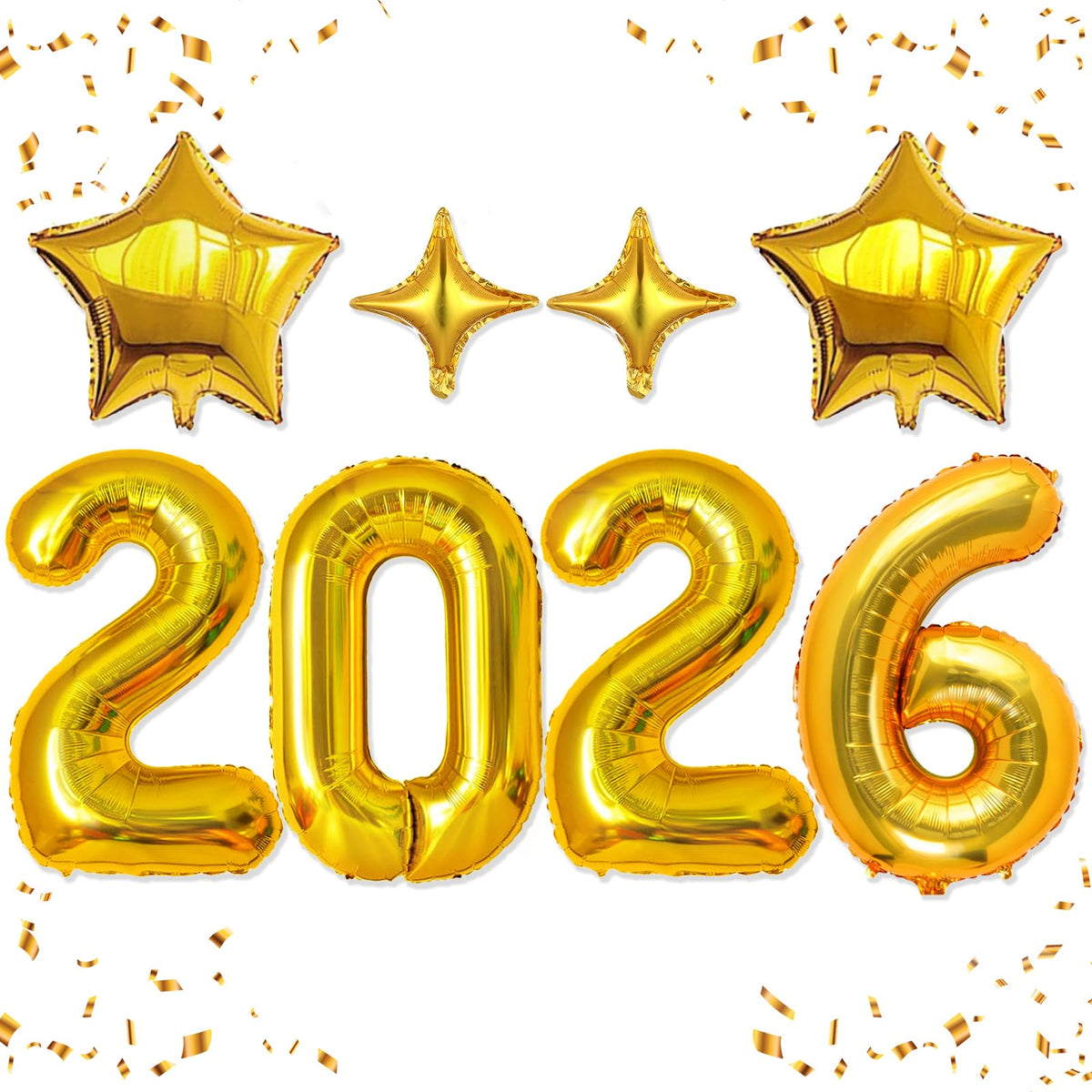 HiParty 2026 gold number balloons set for elegant New Year's Eve decor