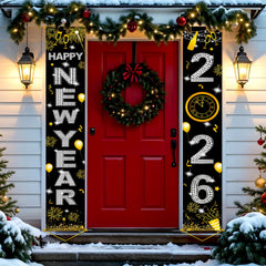 HiParty Happy New Year banner 71x12in with gold letters for elegant NYE decor