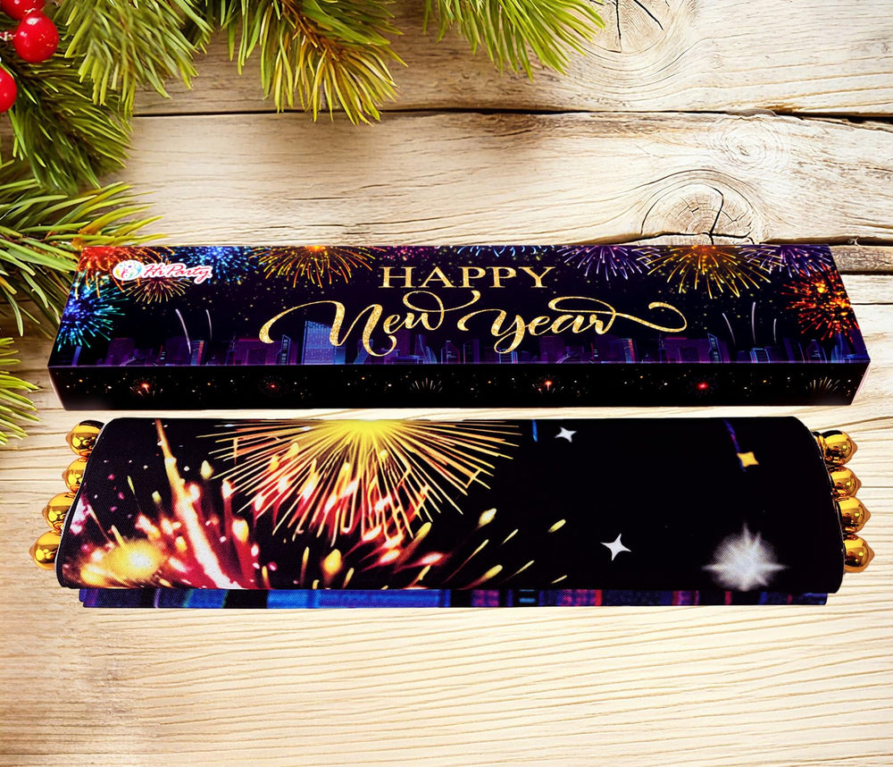 HiParty fireworks motif detail adds festive NYE flair.