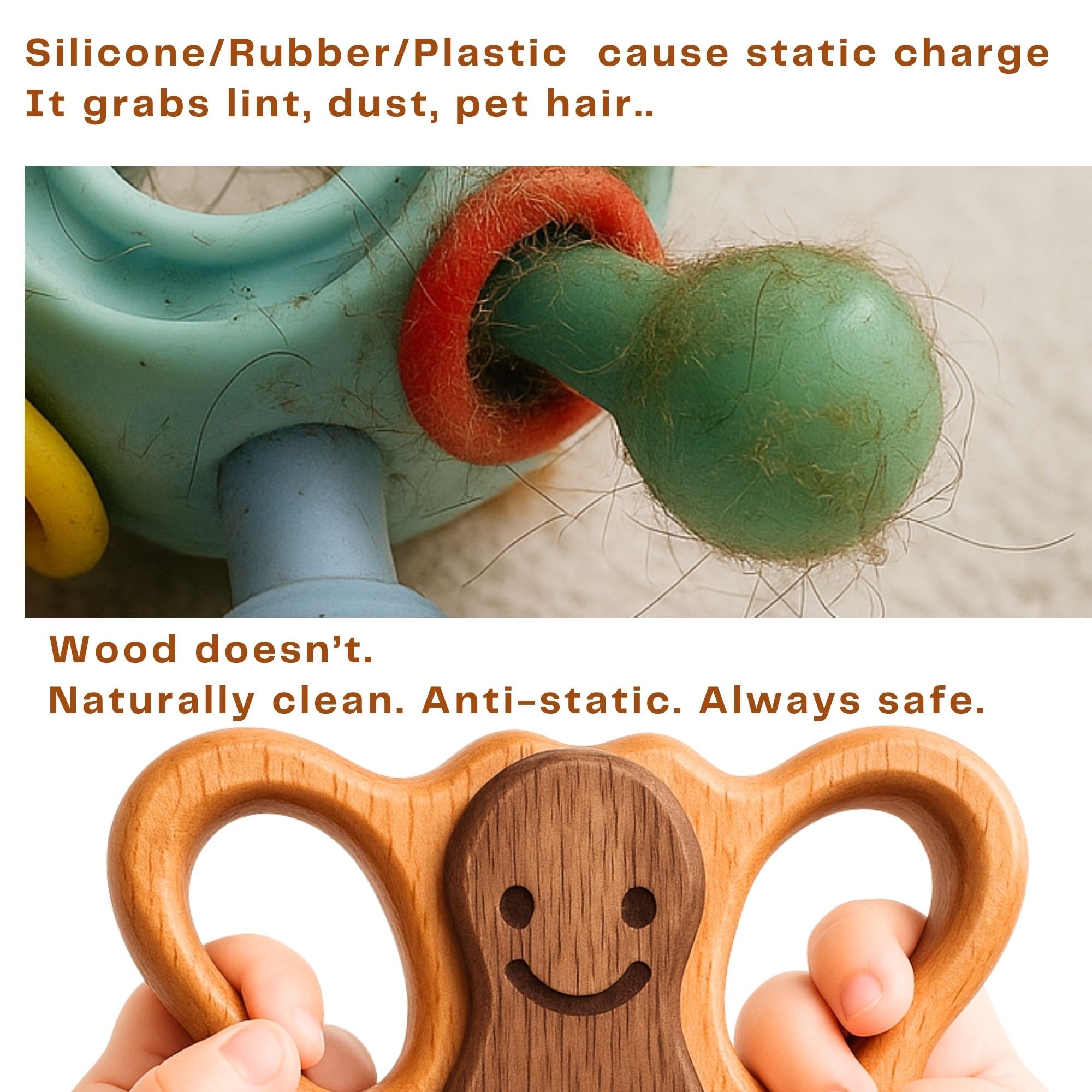 HIPPO TOYS natural-material rattle emphasizes no-plastic design
