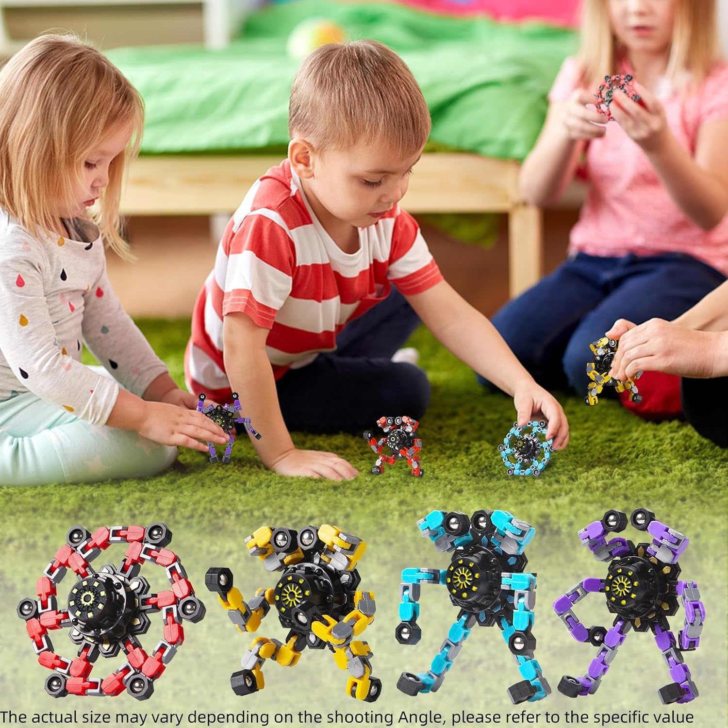 HiQCGS blue transformable fidget spinner nine-pack supports hands-on creativity.