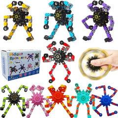 HiQCGS red transformable fidget spinner nine-pack enhances concentration.