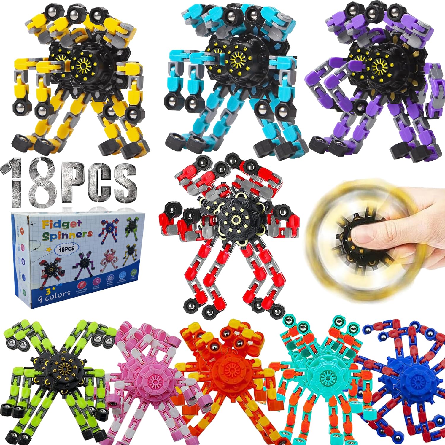 HiQCGS red transformable fidget spinner for focused study and stress relief.