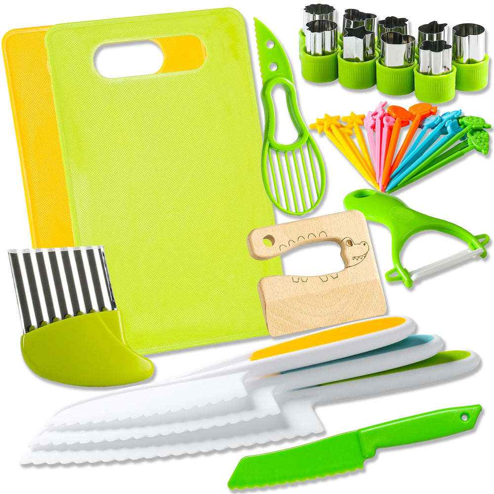 Hirger 40pcs kids knife set in box supports real cooking practice for toddlers