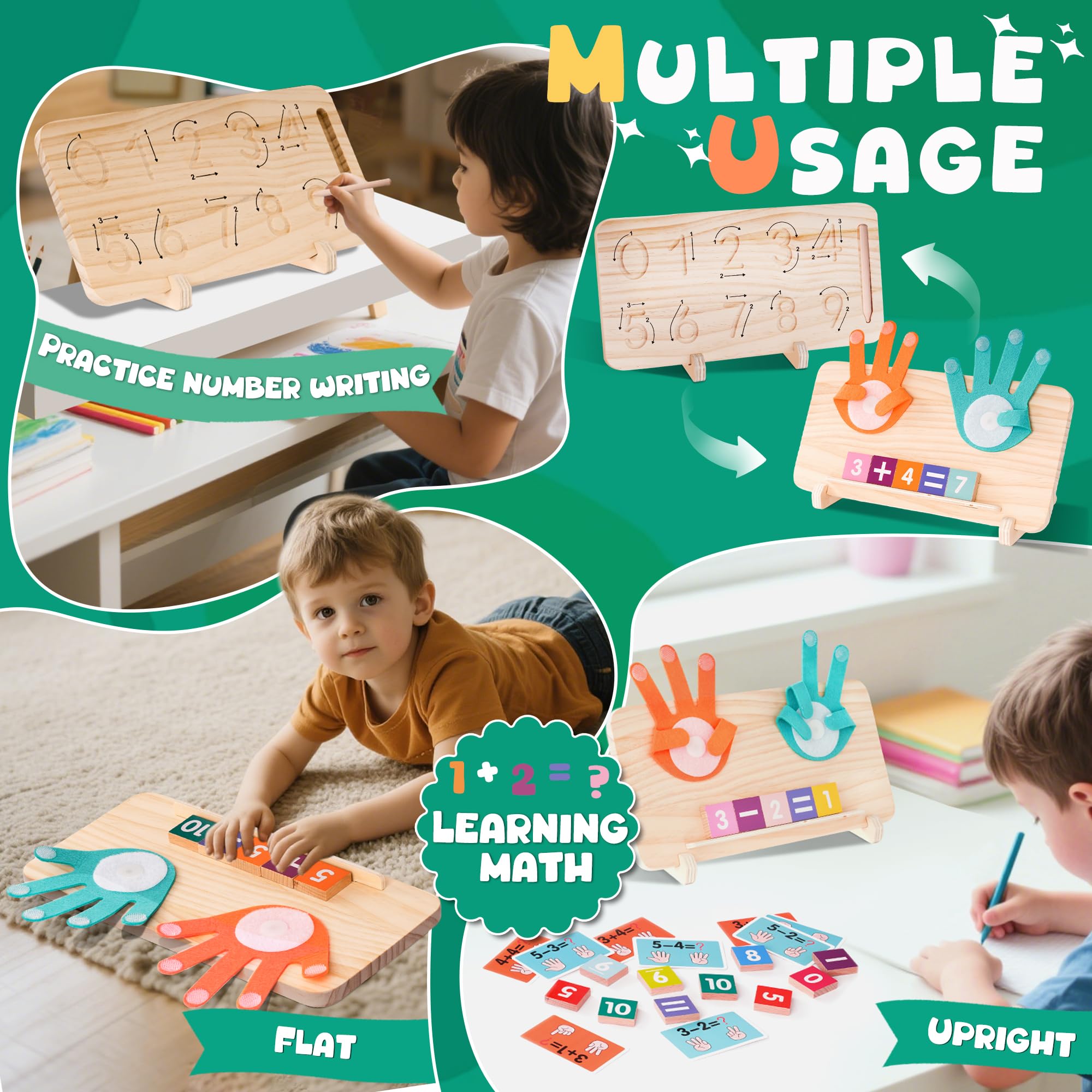 Colorful number blocks by Hirger help kids practice counting and recognition.