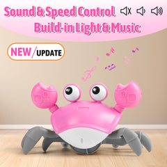 Hirger Crawling Crab Toy with music and lights captivates infants during play.