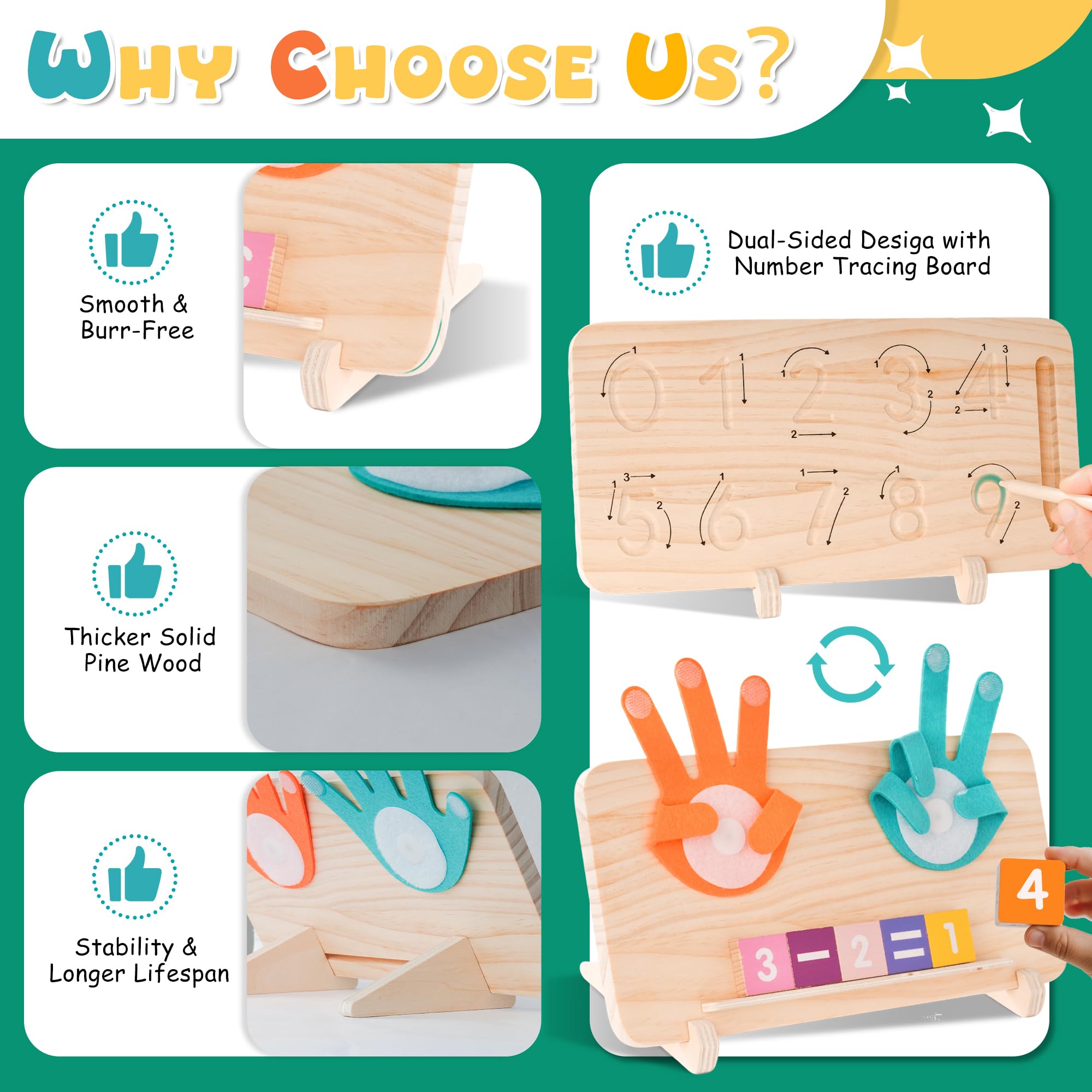 Number tracing board with stylus enhances handwriting alongside math.