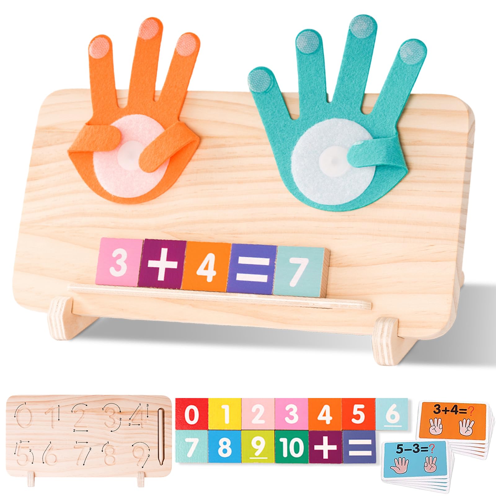 Hirger preschool math blocks with wooden finger board support early counting skills.