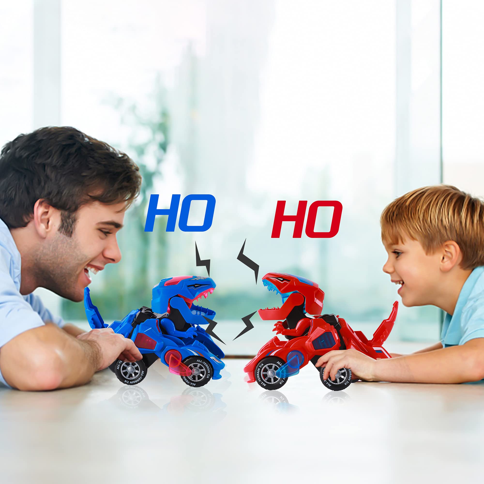 Hirger transforming dinosaur car gift-ready packaging for birthdays or holidays.