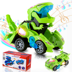 Hirger transforming dinosaur car toy front view shows dual-mode play and easy conversion