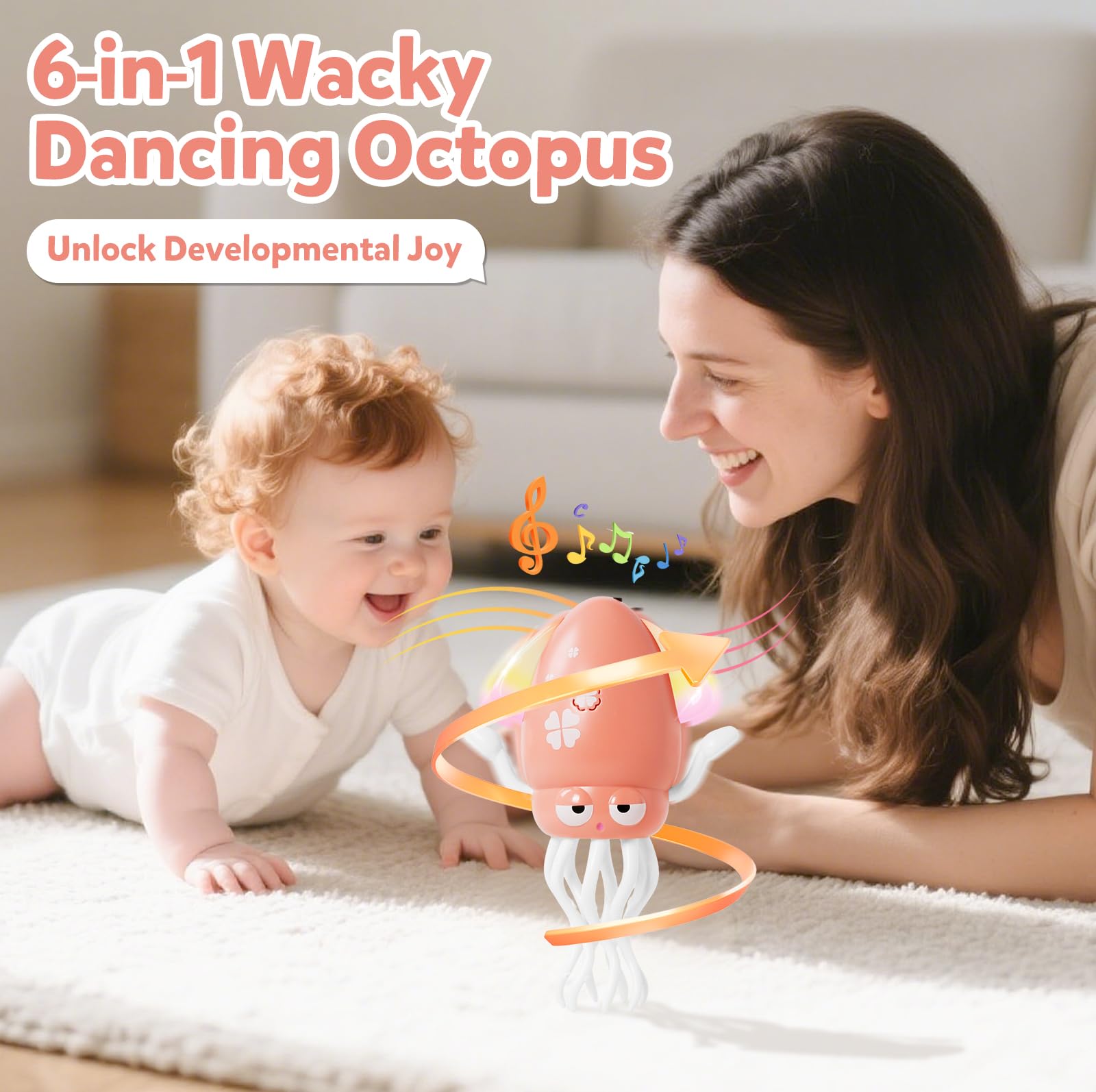 Hirger octopus toy Type-C charging cable included for easy recharging.