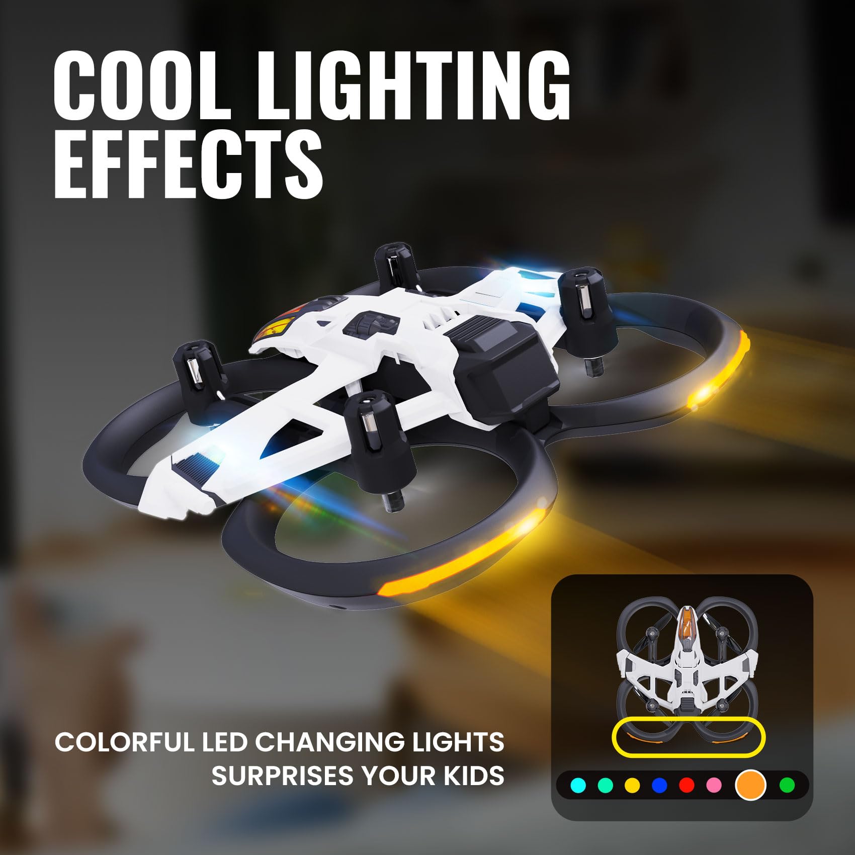 HISINGY MACH 500 LED night lights enhance nighttime indoor play.