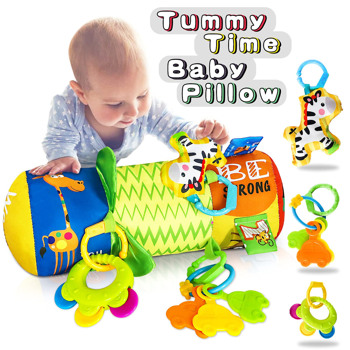 HISTOYE baby tummy time pillow promotes neck and upper body strength during play.