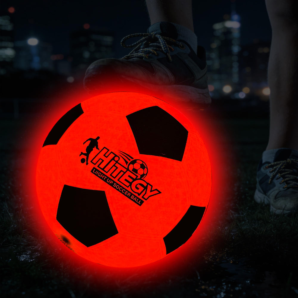 HITEGY Glow in The Dark Soccer Ball official size 5 glowing for night play