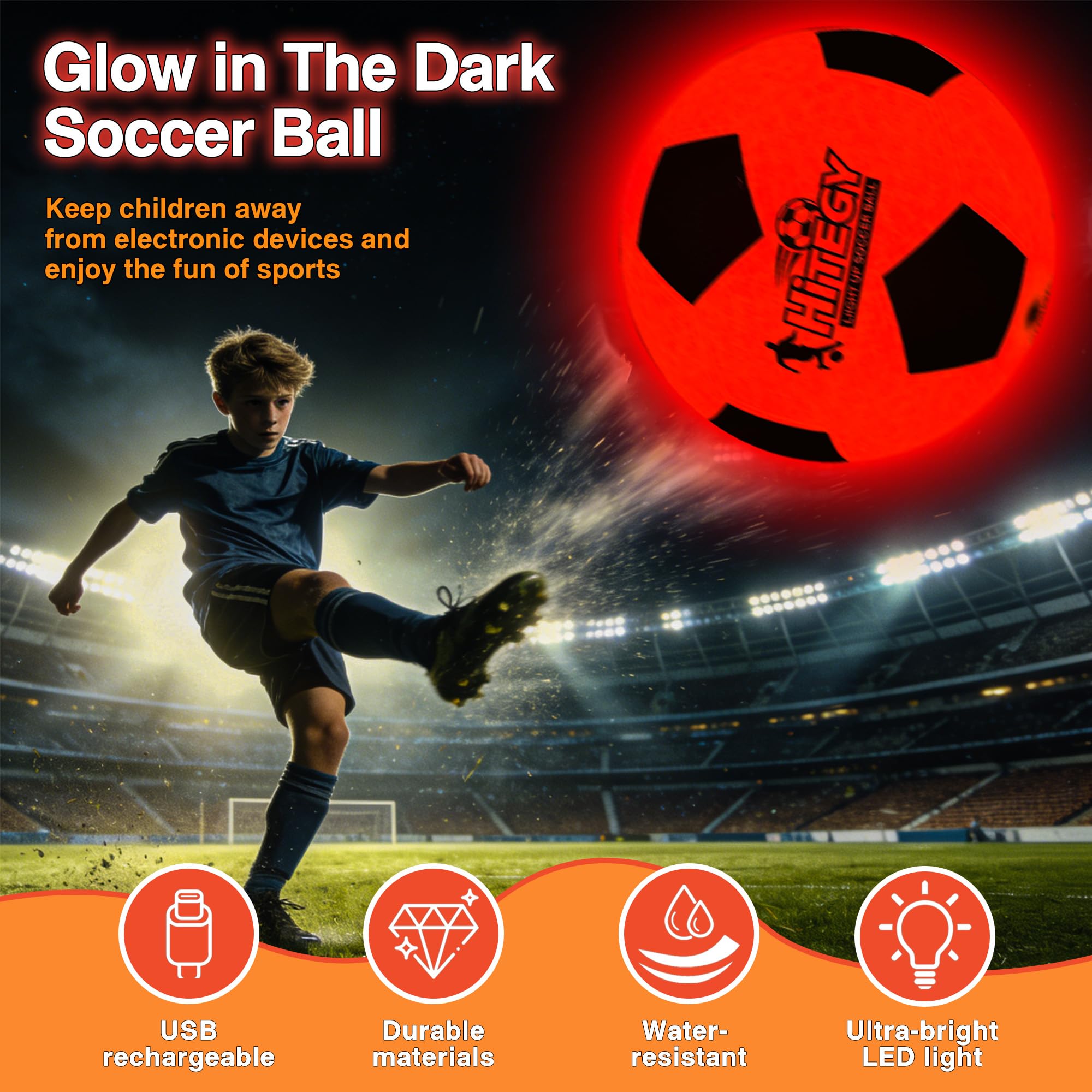HITEGY Glow in The Dark Soccer Ball official size feel and control