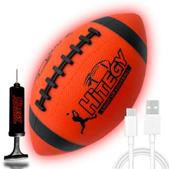 HITEGY Rechargeable Glow Football with USB charging for easy night play.