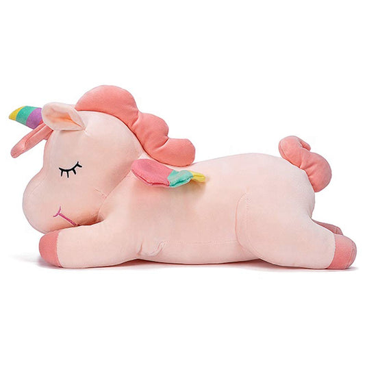 Hitoshe unicorn stuffed animal in front view, a soft cuddly companion for kids