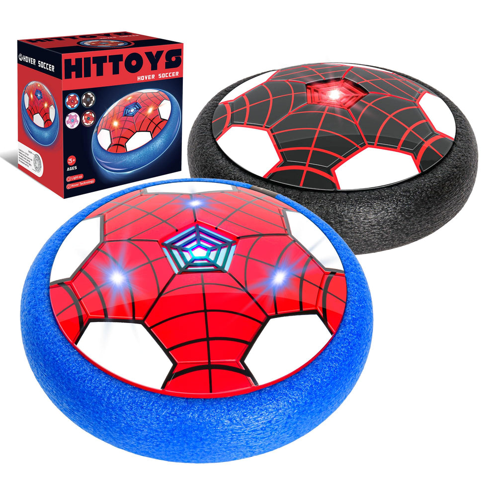 HitToys hover soccer ball with LED lights for indoor play.