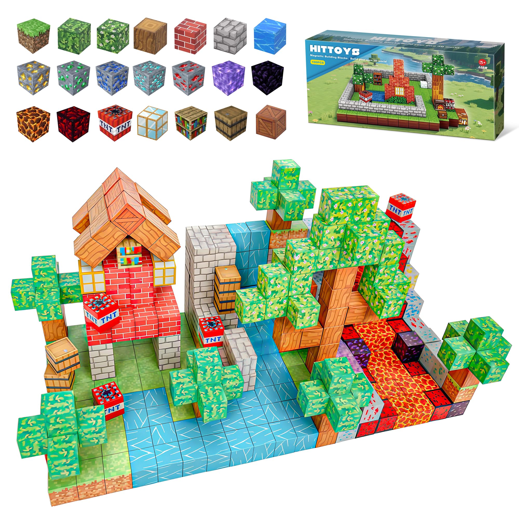HitToys Magnetic Blocks 100pcs in rainbow colors for creative open-ended play