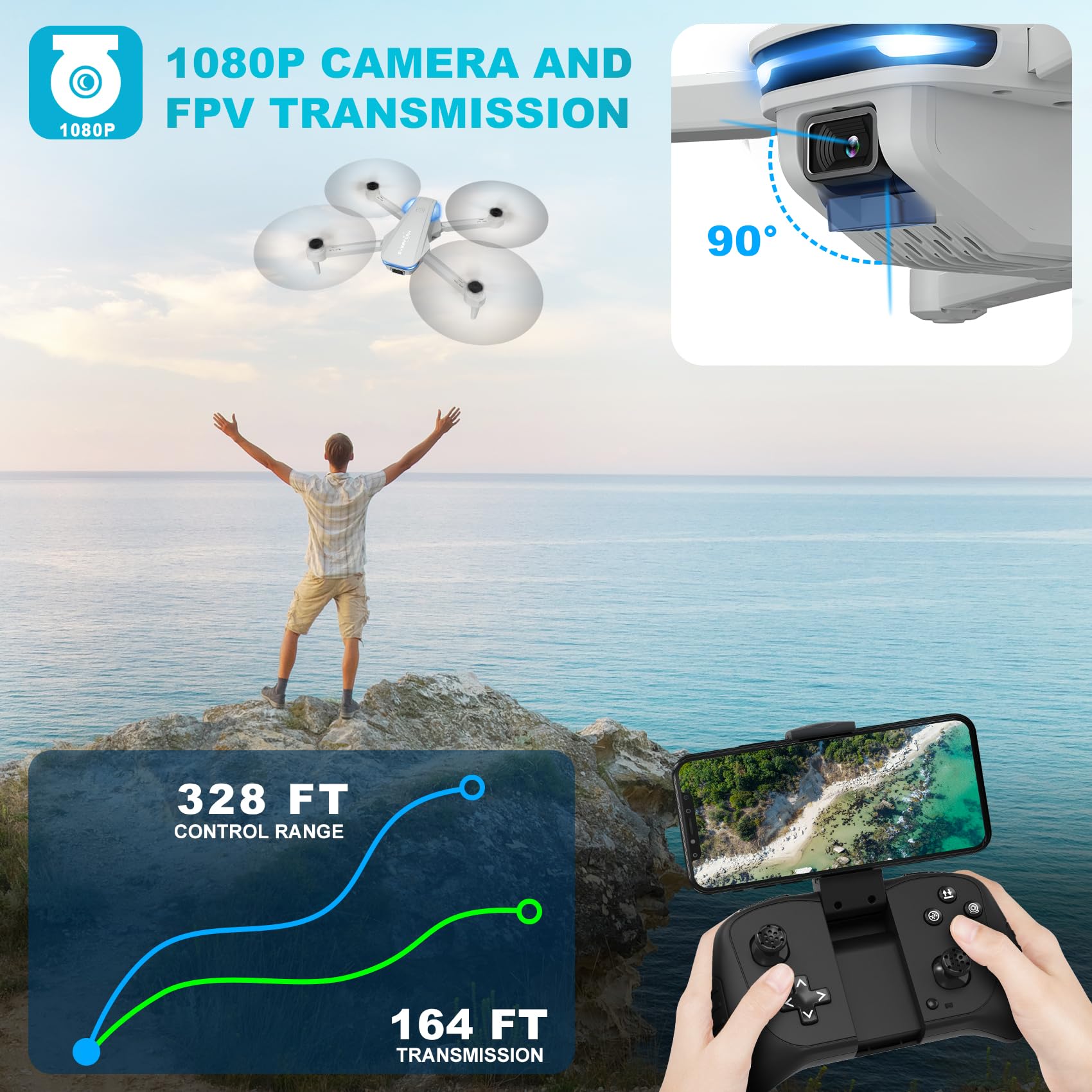 Hiturbo drone altitude hold helps steady shots at height.