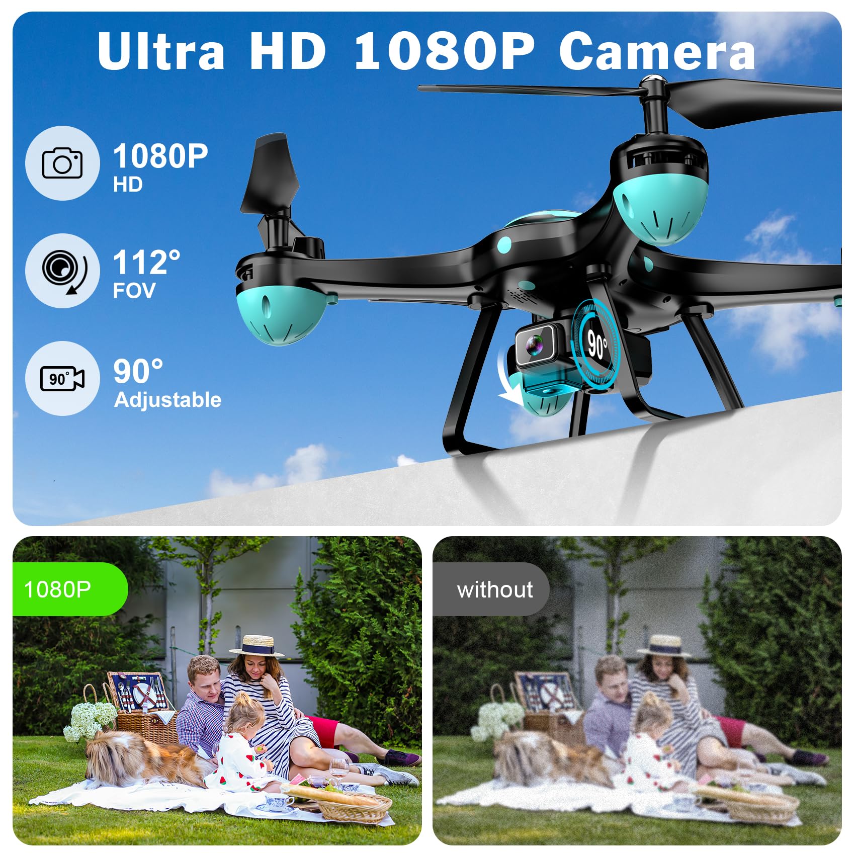HitTurbo drone altitude hold keeps stable hover in breeze outdoors.