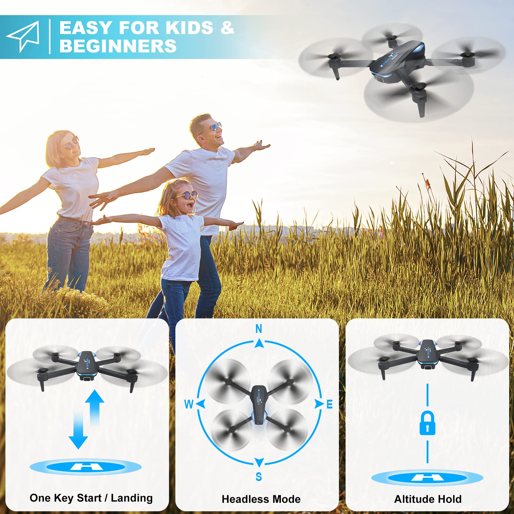 Hiturbo drone gesture selfie mode enabling hands-free photo capture.