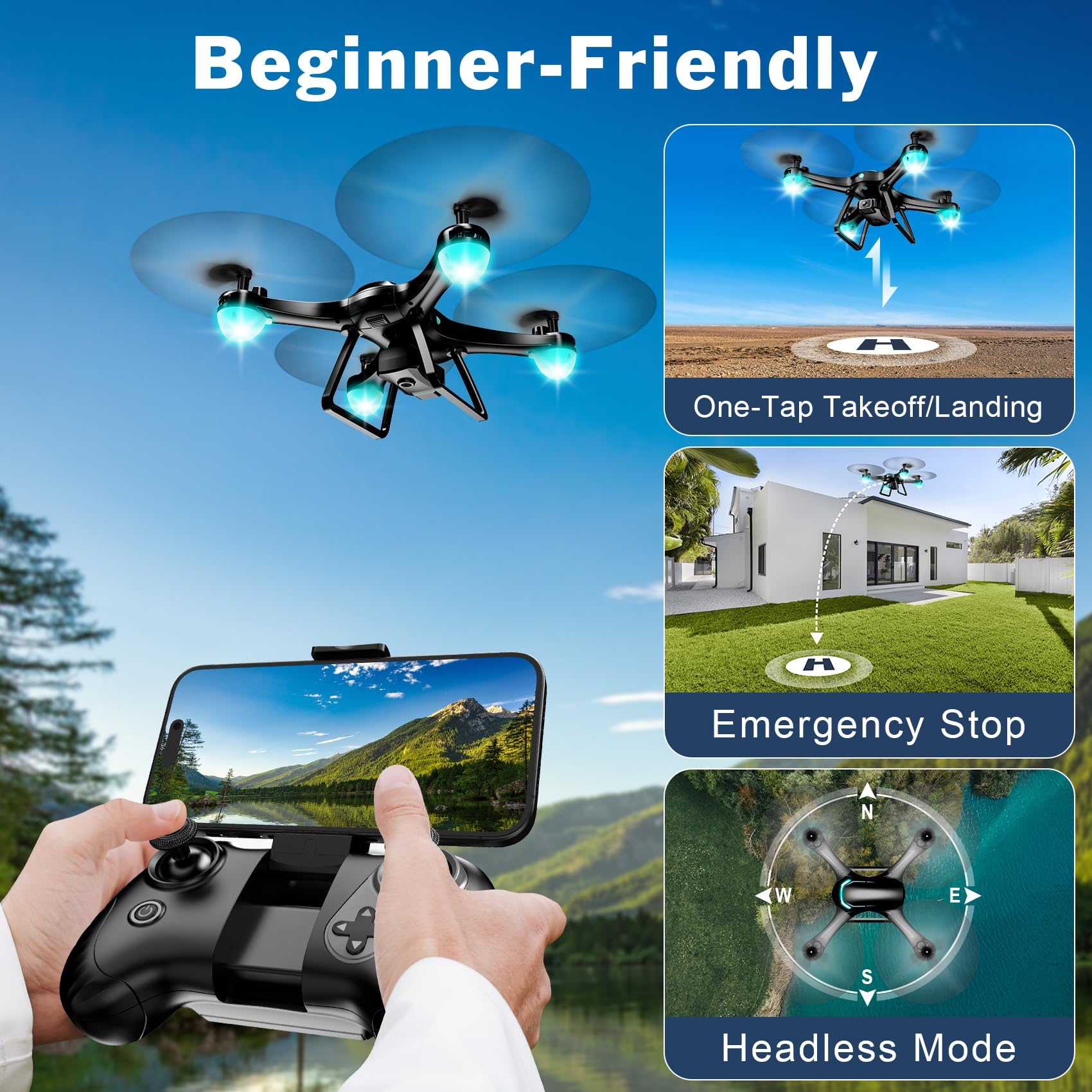 HitTurbo drone gesture selfie feature enables hands-free shots for beginners.