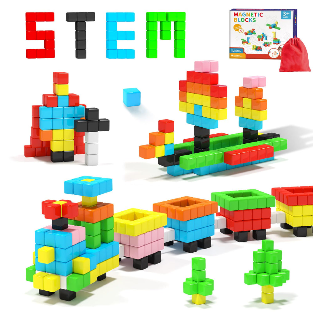 Hiwawind 40pcs magnetic blocks cubes for creative play and fine motor skills.