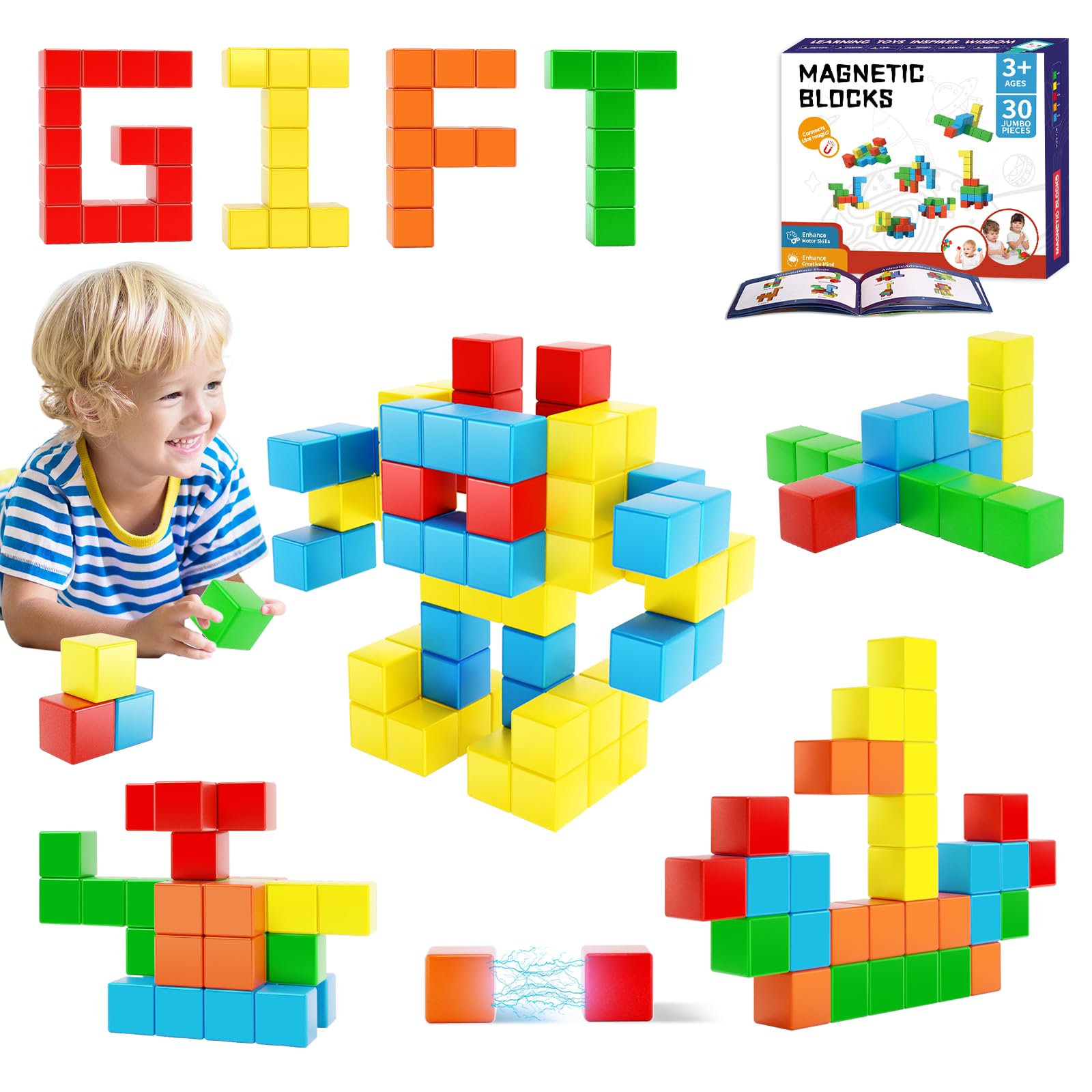Hiwawind magnetic blocks close-up highlighting durable magnets for safe play