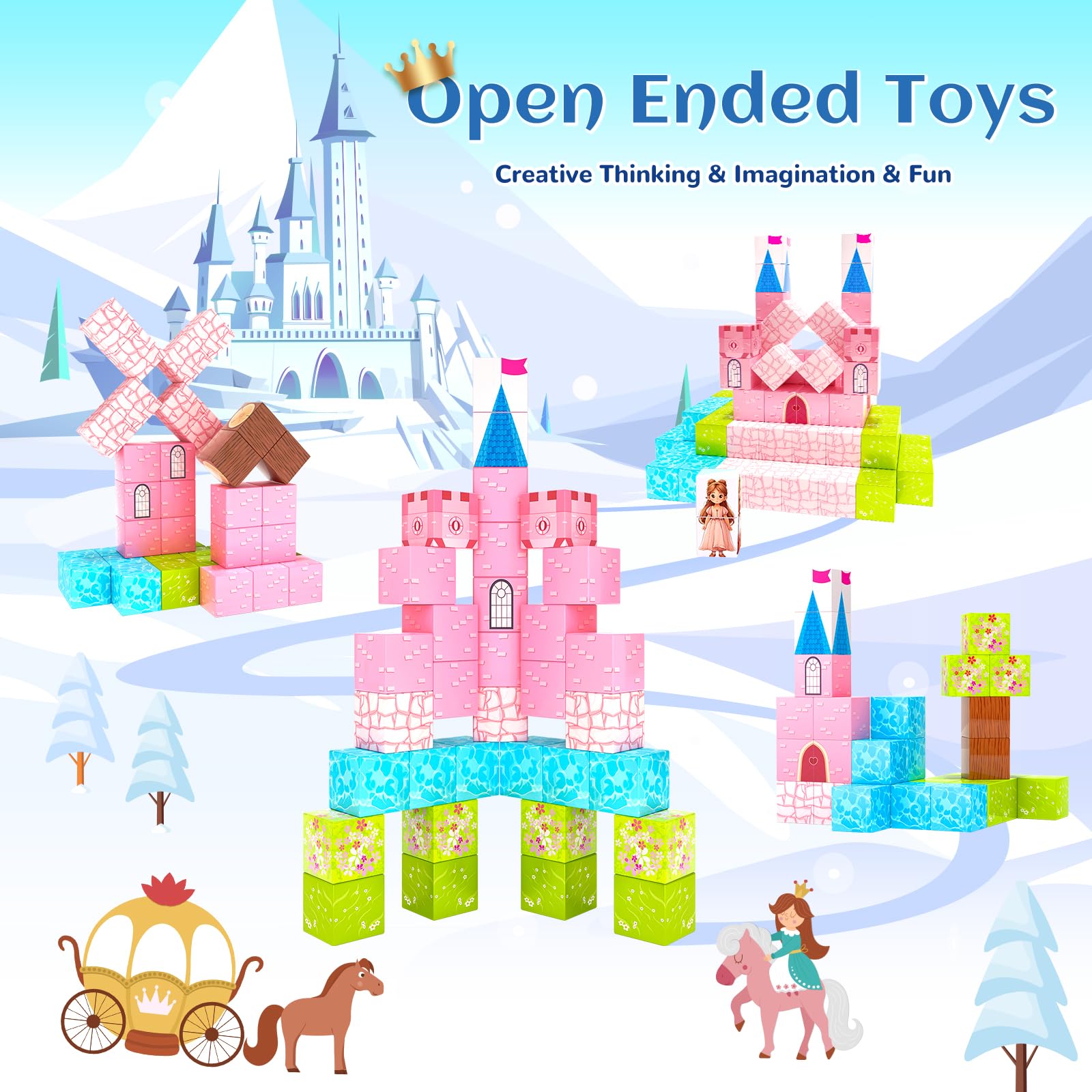 Hiwawind magnetic blocks open-ended play for creative building and problem-solving.