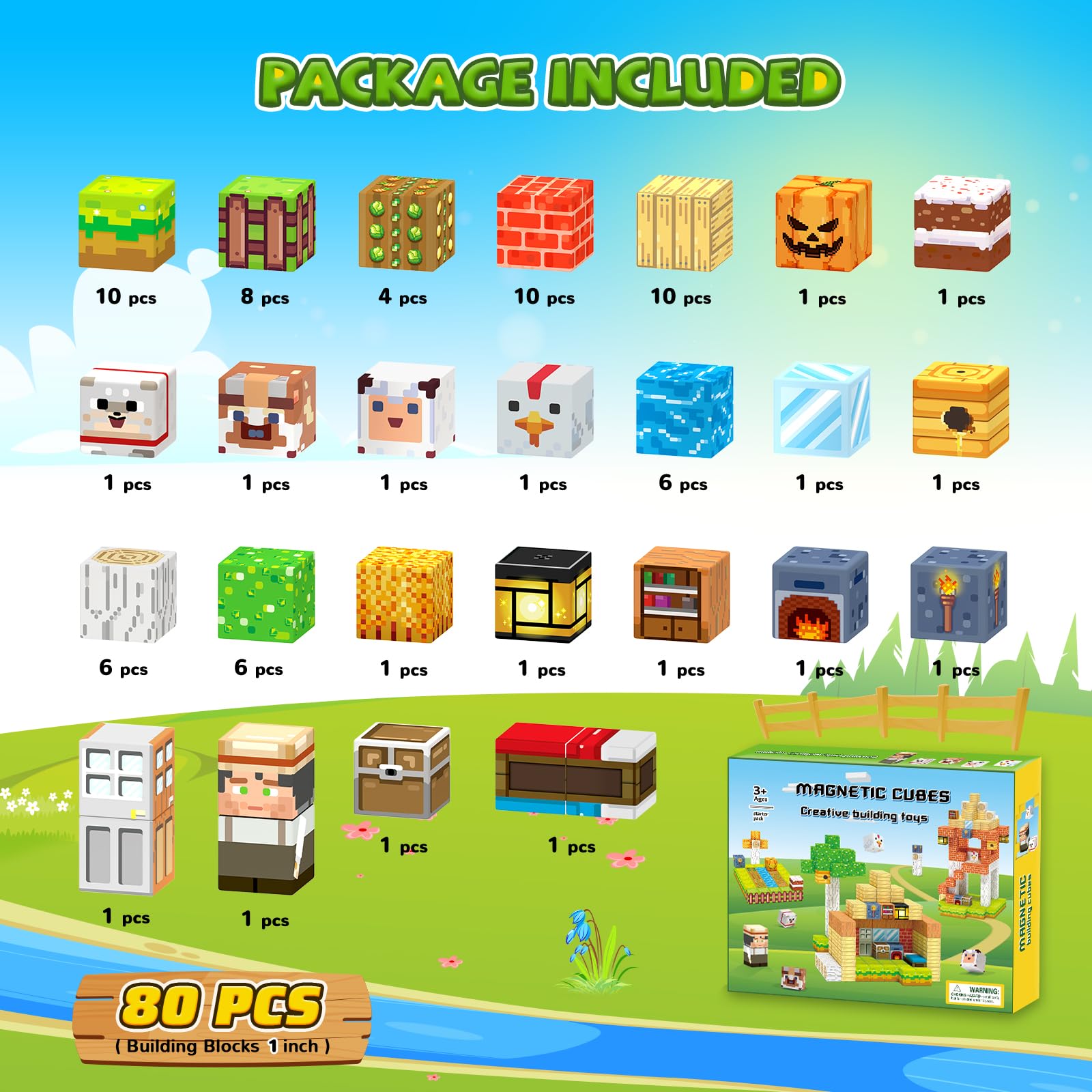 Hiwawind magnetic blocks storage pouch helps keep the playset organized.