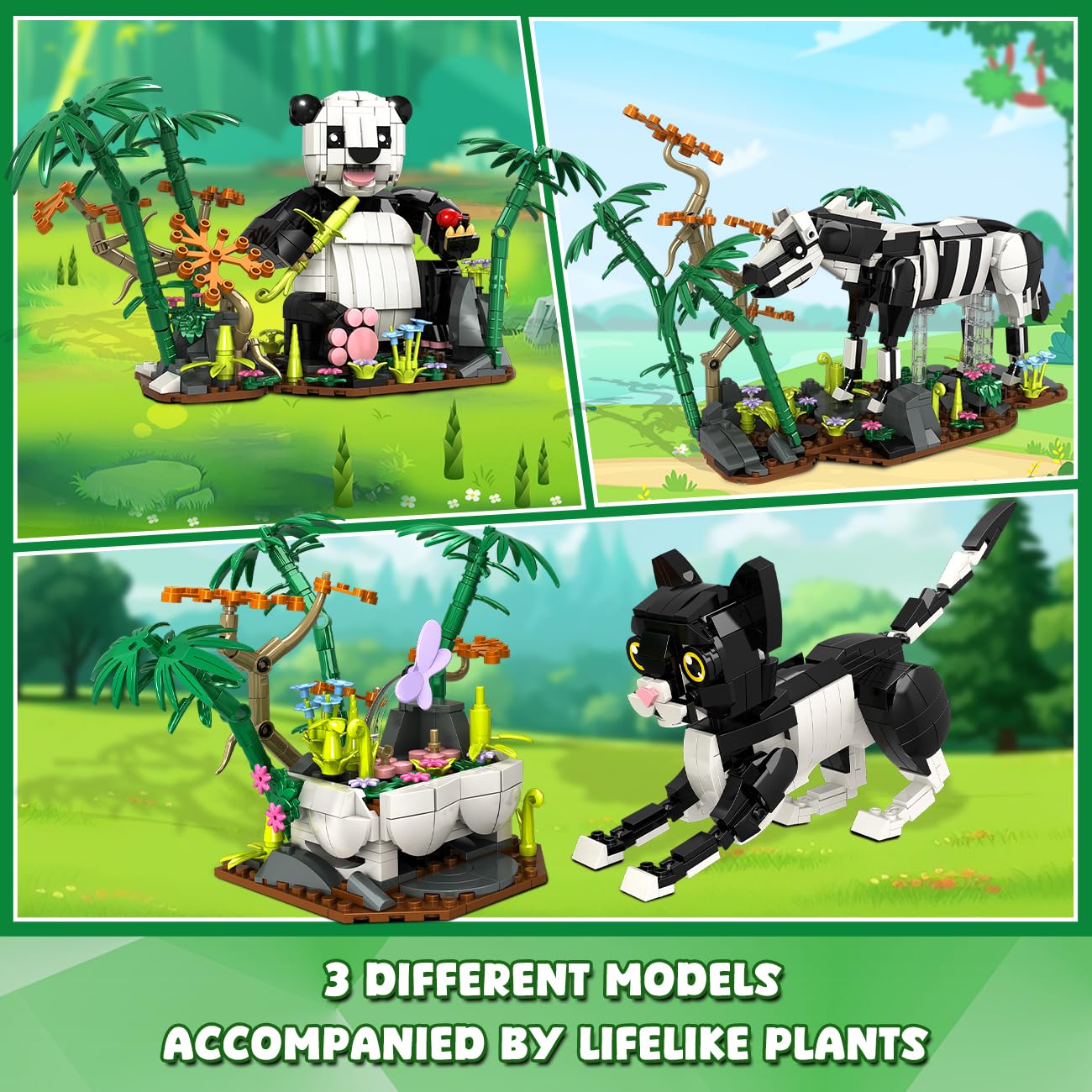 HiWEEGO Bamboo Forest Scene built with bricks for cozy room atmosphere