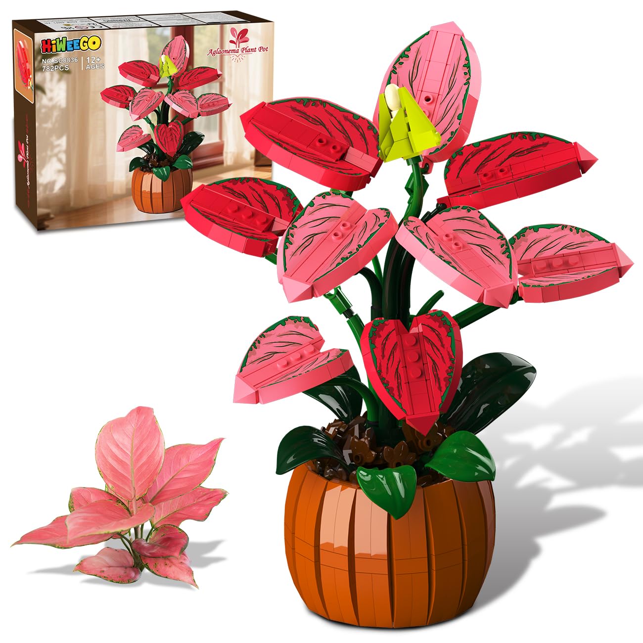 HiWEEGO Flowers Bonsai assembly view showing colorful artificial leaves for easy decor.