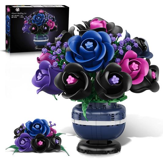 HiWEEGO purple-black rose bonsai for gothic home decor.