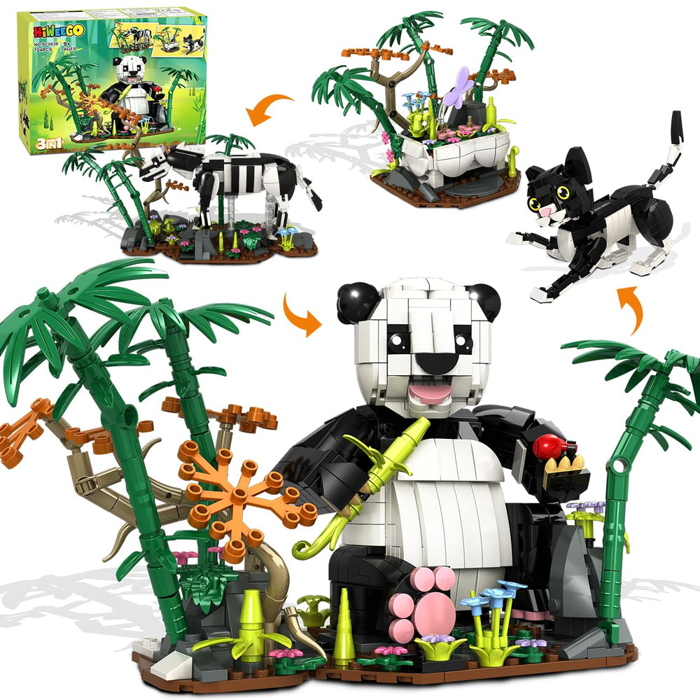 HiWEEGO Panda Building Set panda figure for imaginative play and fine motor practice
