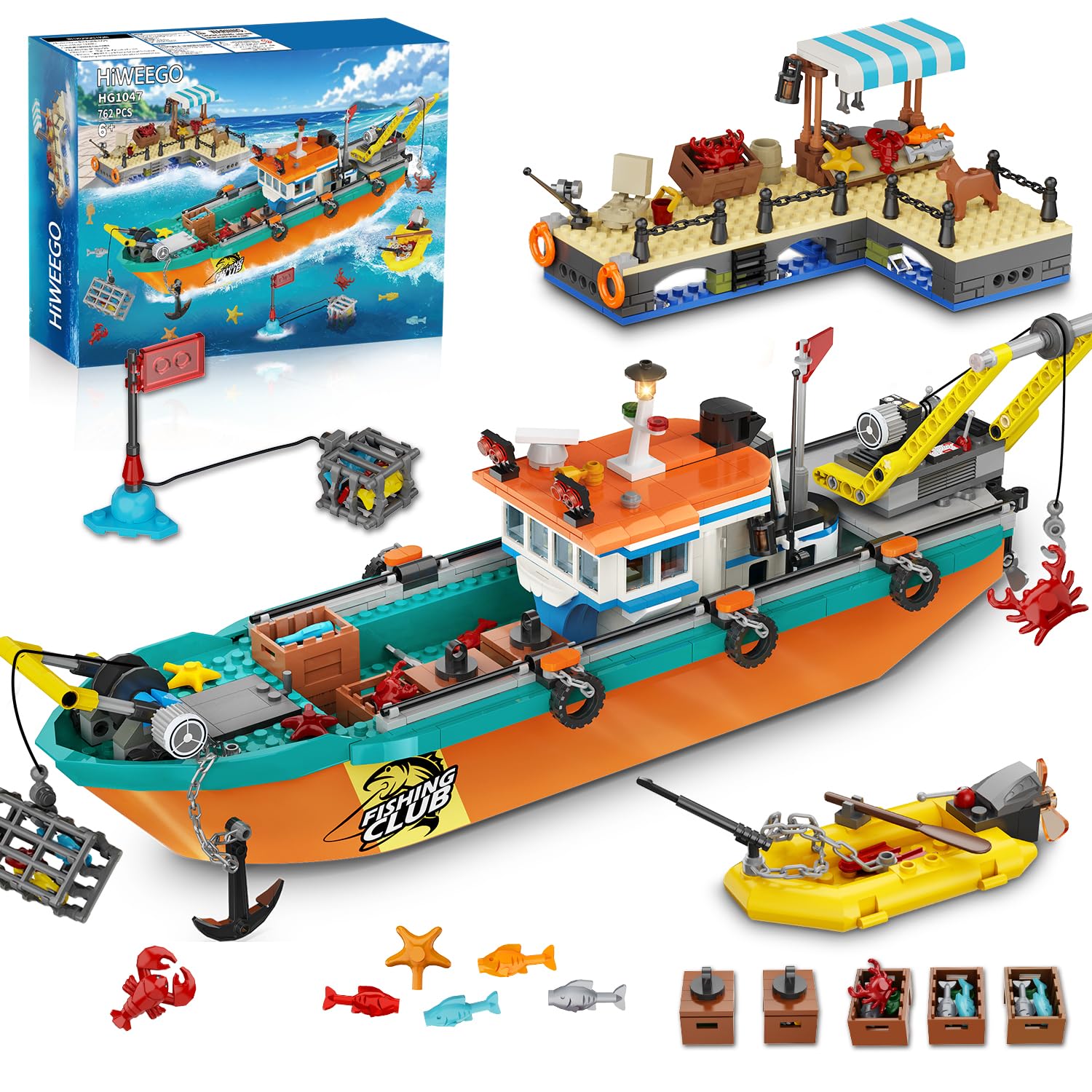 HiWEEGO city fishing boat for imaginative play and hands-on learning.