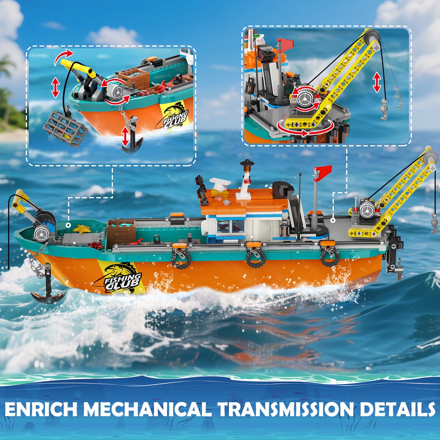 HiWEEGO crane for fish cages supports cooperative play and problem solving.