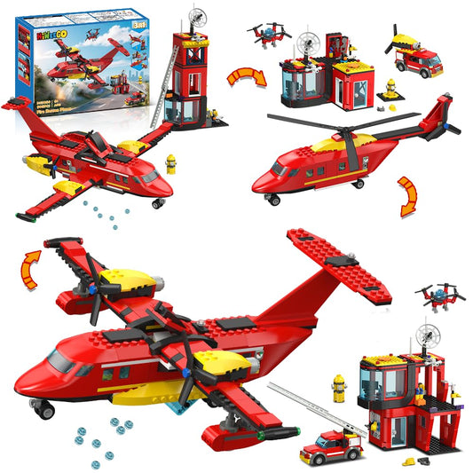 HiWEEGO 3-in-1 City Fire Rescue Plane showcases a detailed rescue plane for imaginative play.
