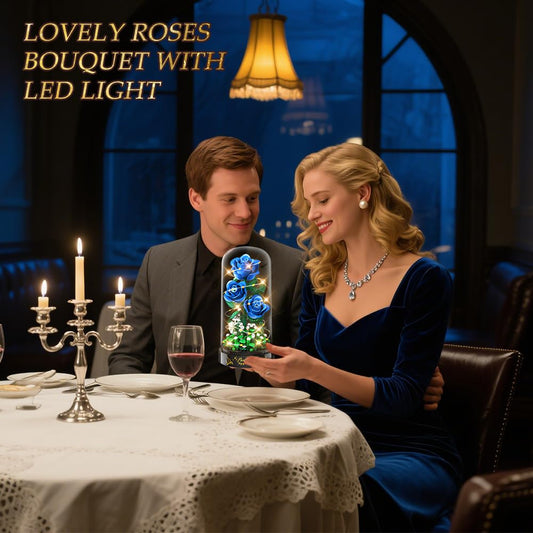 HiWEEGO blue rose mini building blocks assembly scene