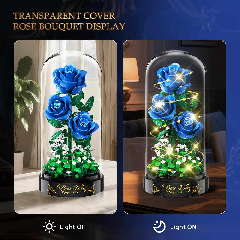 HiWEEGO building process of blue rose bouquet