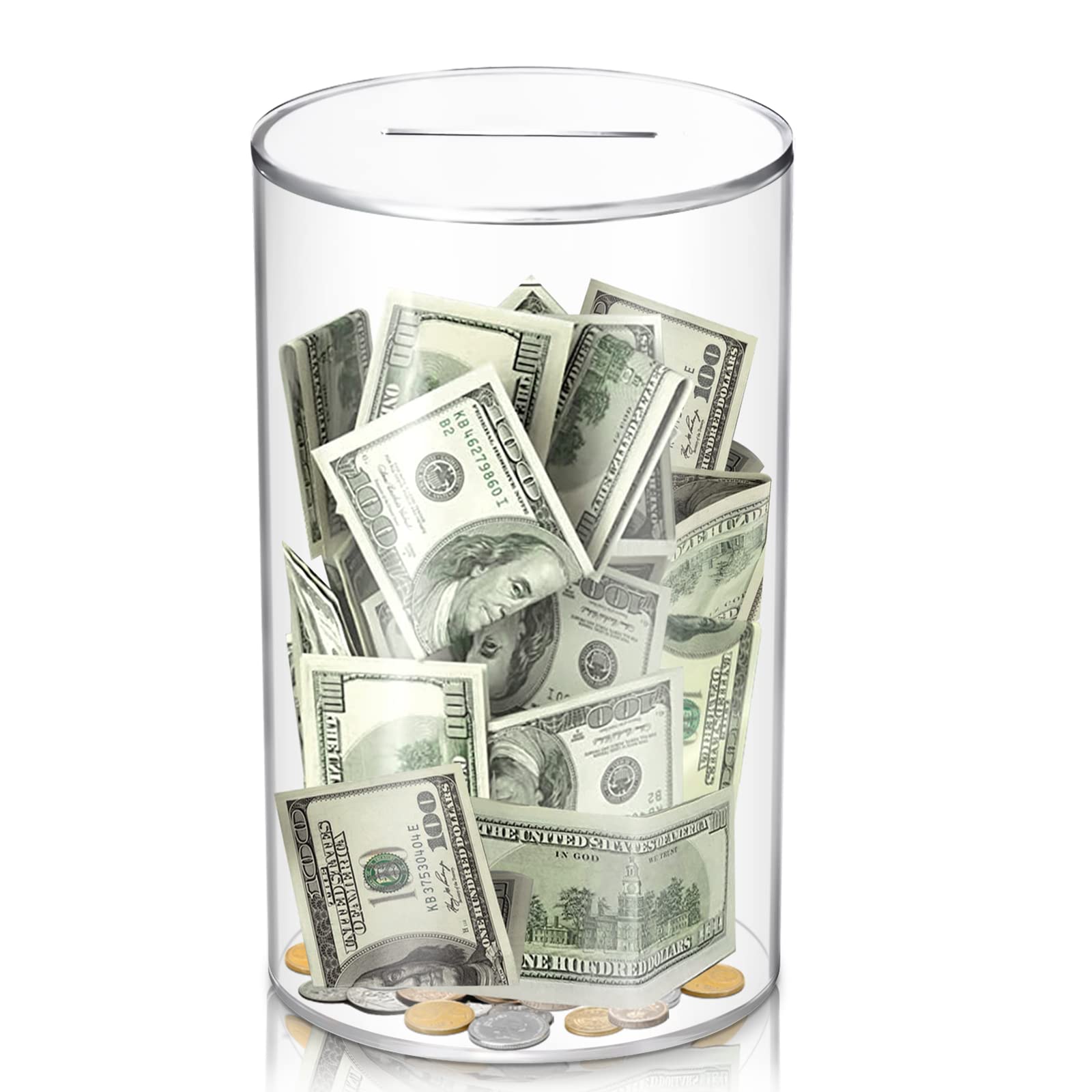 Hizgo clear acrylic piggy bank shows funds at a glance.
