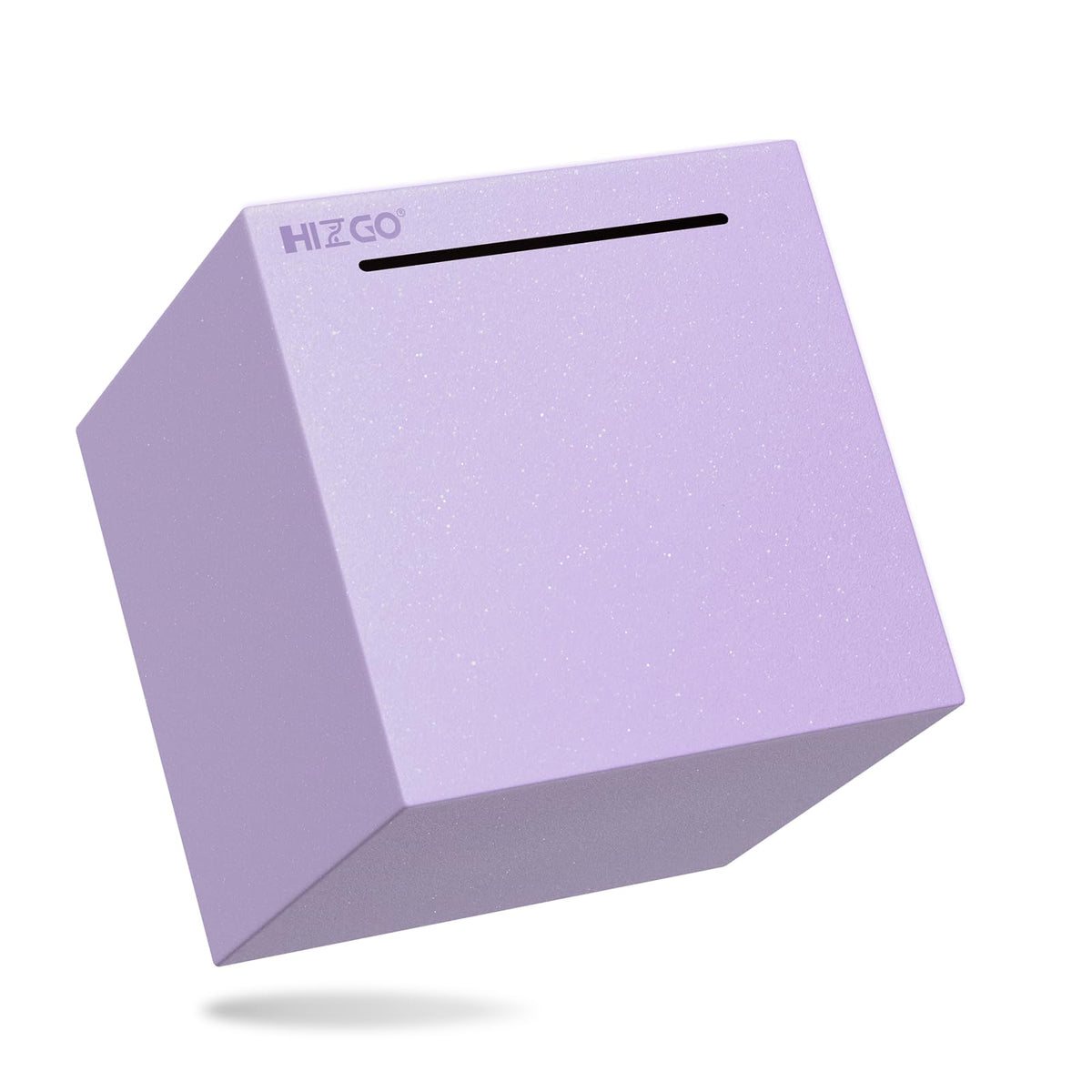 Hizgo Adults Purple Piggy Bank front view shows sturdy stainless steel for long-term savings