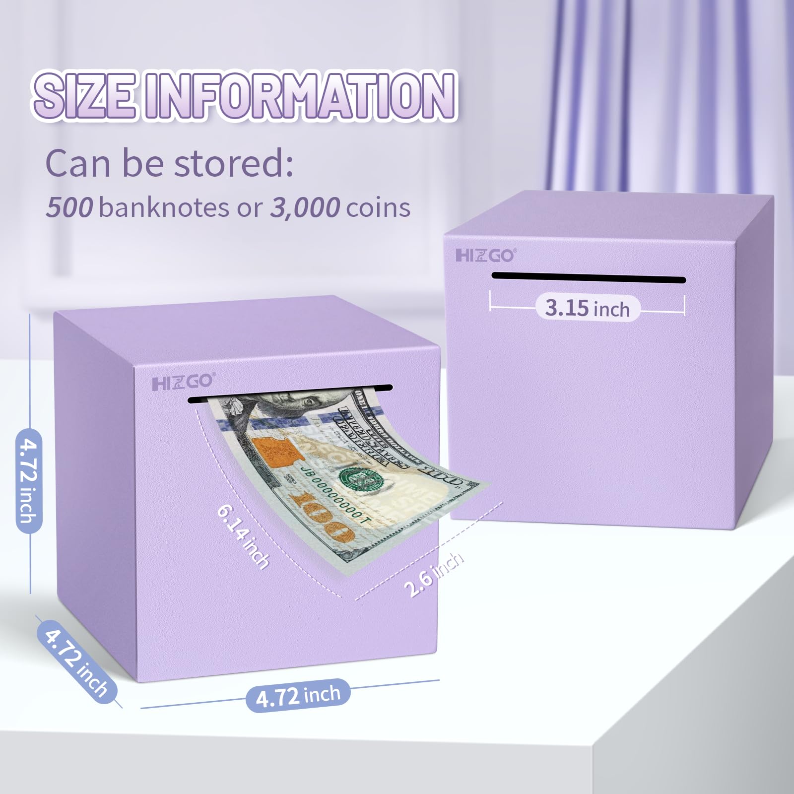 Hizgo Adults Purple Piggy Bank frosted finish reflects light on a desk
