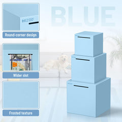 Hizgo blue piggy bank frosted surface closeup with premium finish