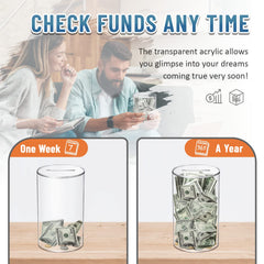 Hizgo clear piggy bank DIY-ready surface for custom art and labels