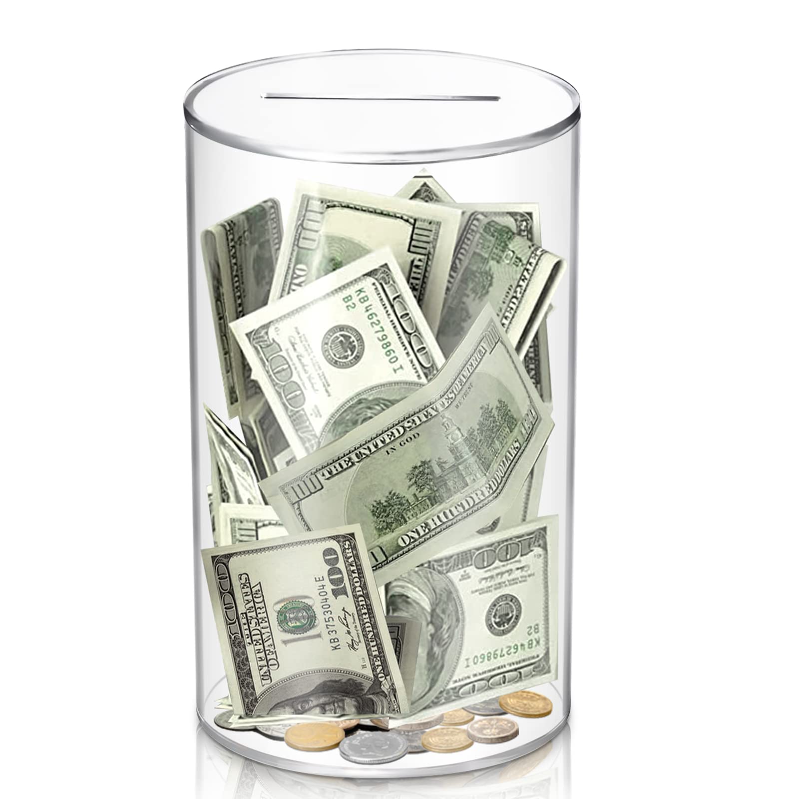 Hizgo clear piggy bank front view showing transparent design for easy fund checking