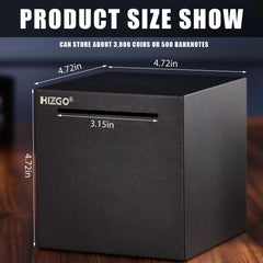 Hizgo indestructible piggy bank showing six-sided sealed design