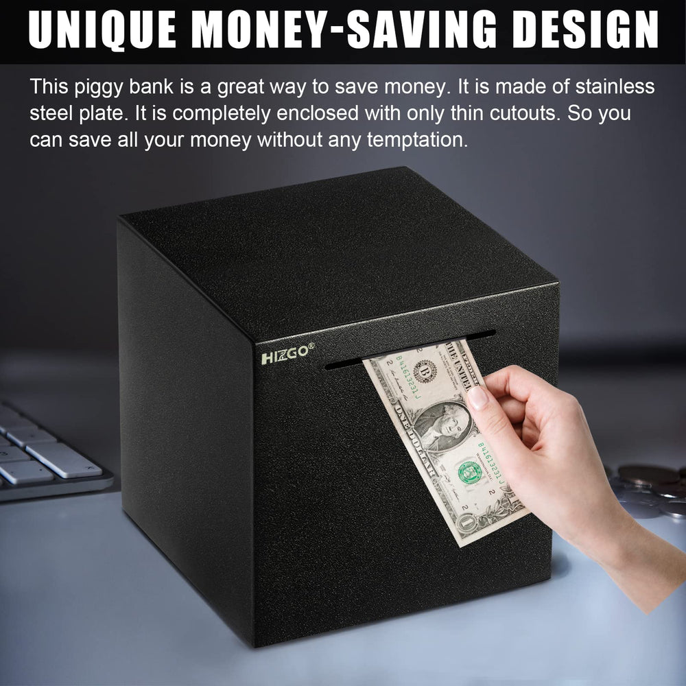 Hizgo piggy bank surface reflecting light on stylish home decor.
