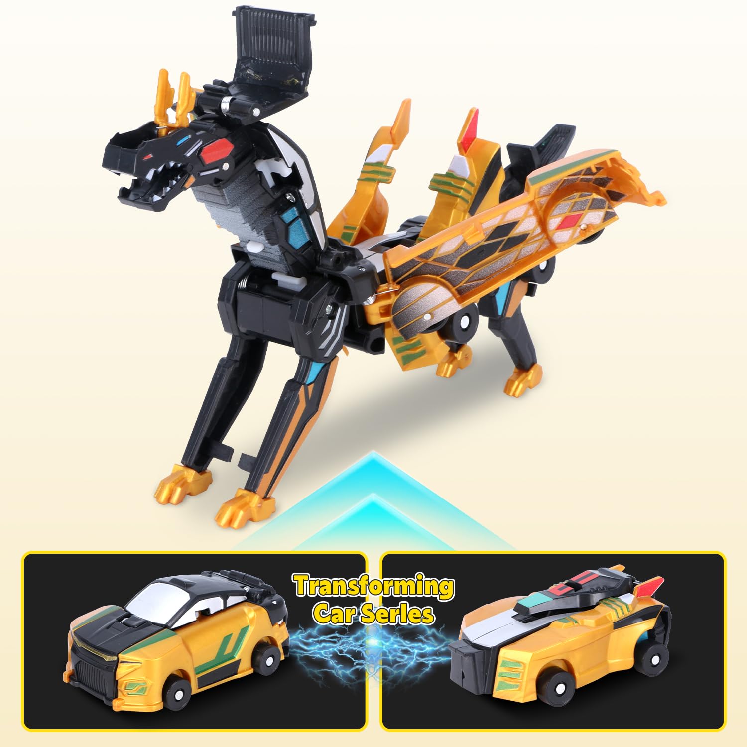 Hjhyqex transforming dino-car action scene promoting creative learning.