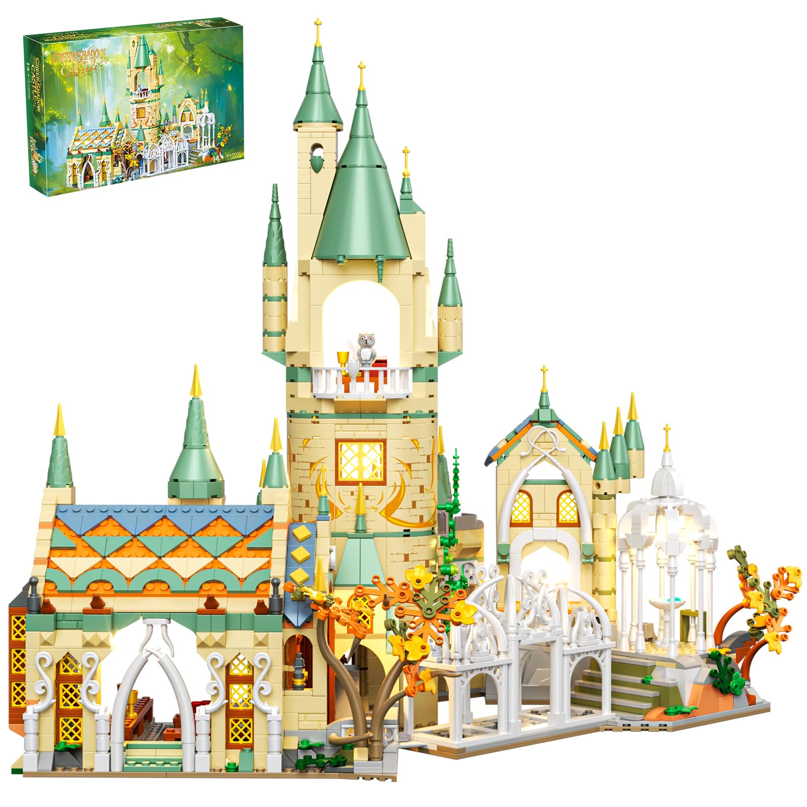 HJPLPXH castle tower pieces arranged for a dramatic skyline display.